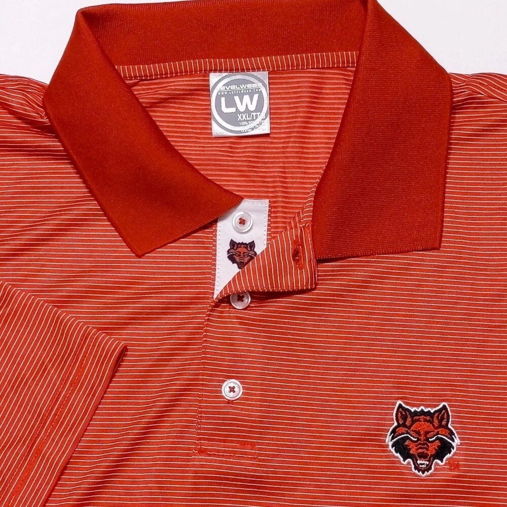 LEVELWEAR Arkansas State Red Wolves Performance Polo Shirt XXL 2XL ~ New‎